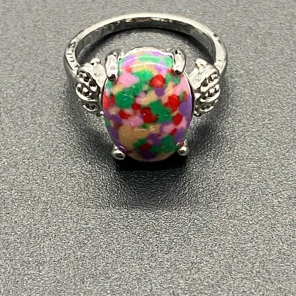 Item 185 Muti Colored Gem Ring Sz 6 - Picture 2 of 4